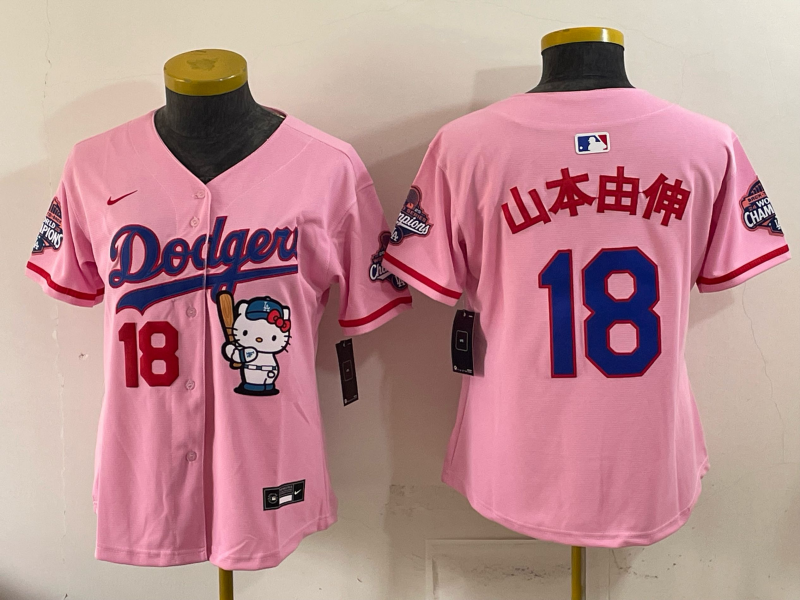 women Los Angeles Dodgers #18 pink 2026 MLB jersey
